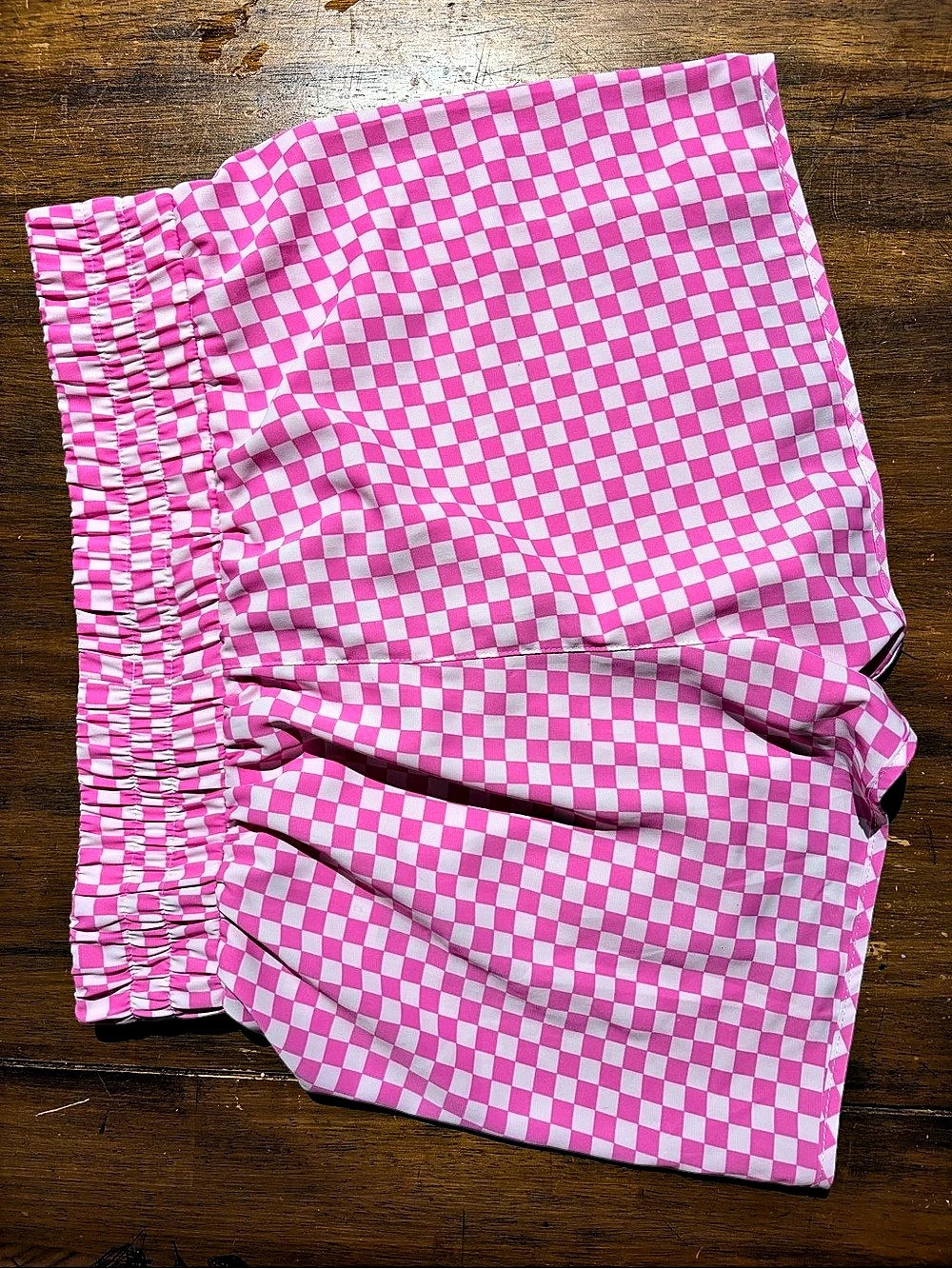 Checkered High Waist Shorts in Pink & White Size Large